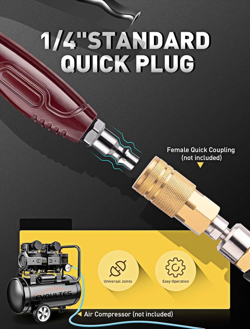 EVOULTES High Flow Air Blow Gun with Adjustable 8-14 Inch Extension, Upgraded Red Air Nozzle Blower w/Powerful Venturi Nozzle & 1/4'' Standard Quick Plug, Dust Cleaning Gun for Air Compressor Accessories - Image 5